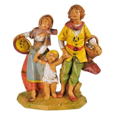 Statua Fontanini cm.12 Pastorelli con Bambino per Mano