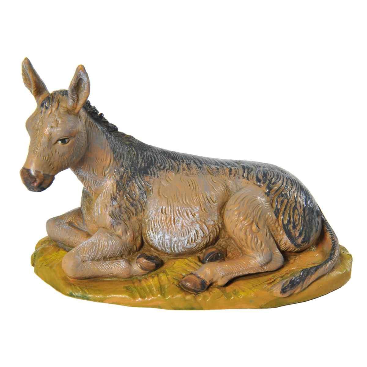 Statua presepe 19 cm asino sdraiato