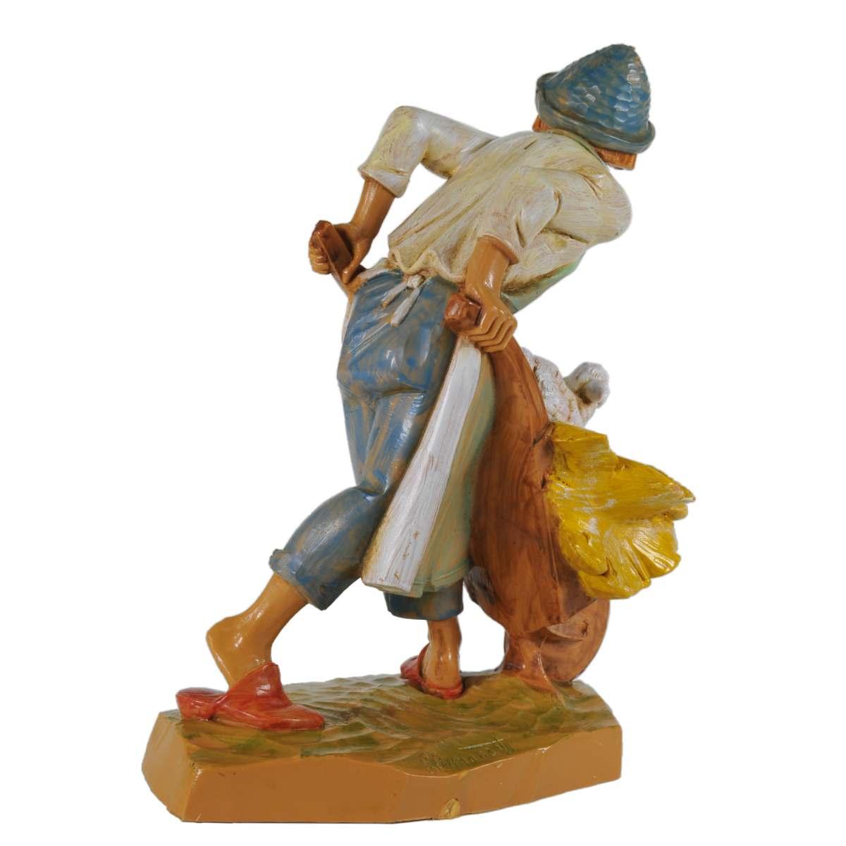 Statua cm.19 Pastore con Carriola e Agnello | Fontanini