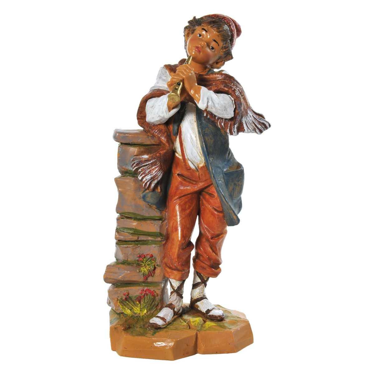 Statua presepe 19 cm pastore con flauto