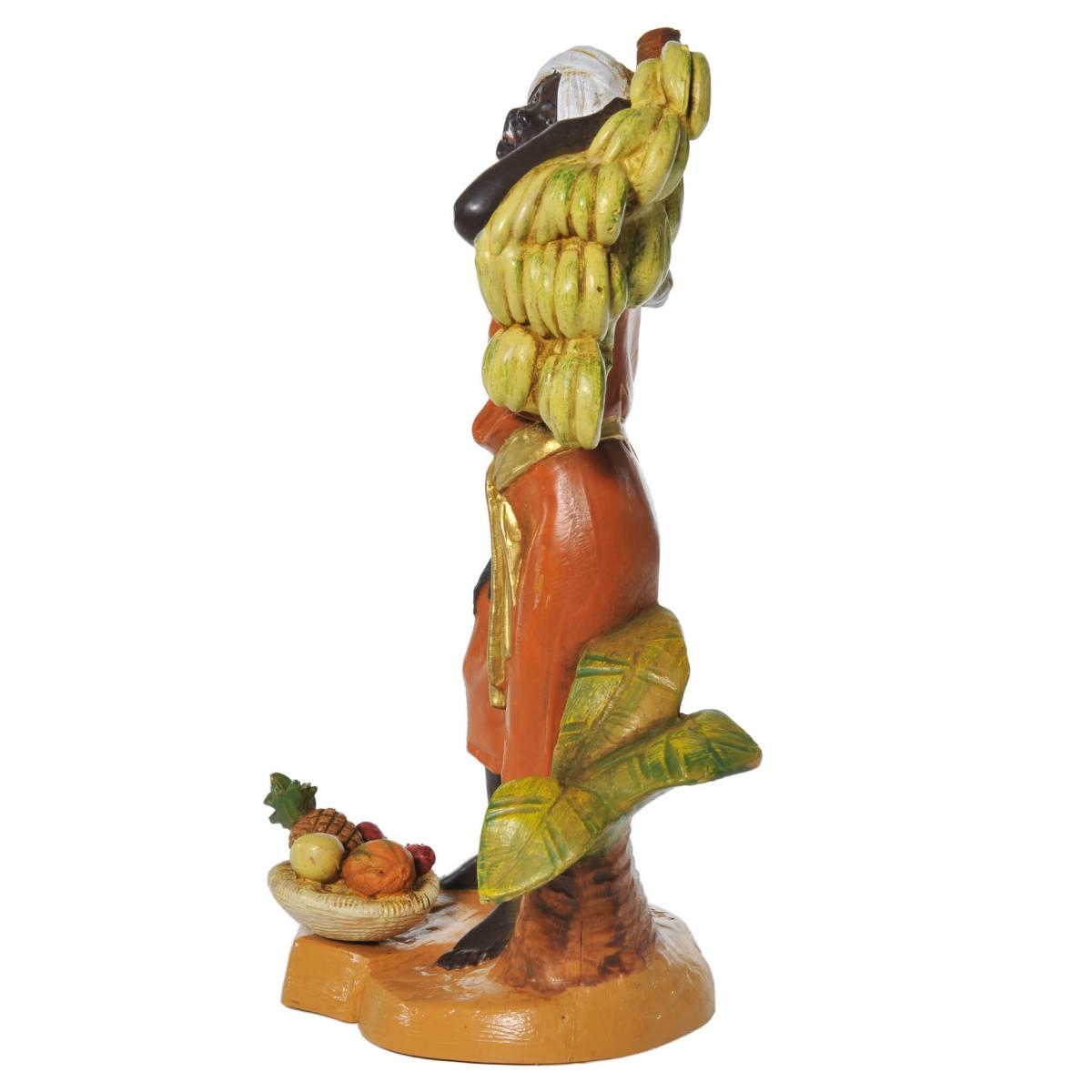 Statua Fontanini cm.19 Pastorella con Banane e Frutta