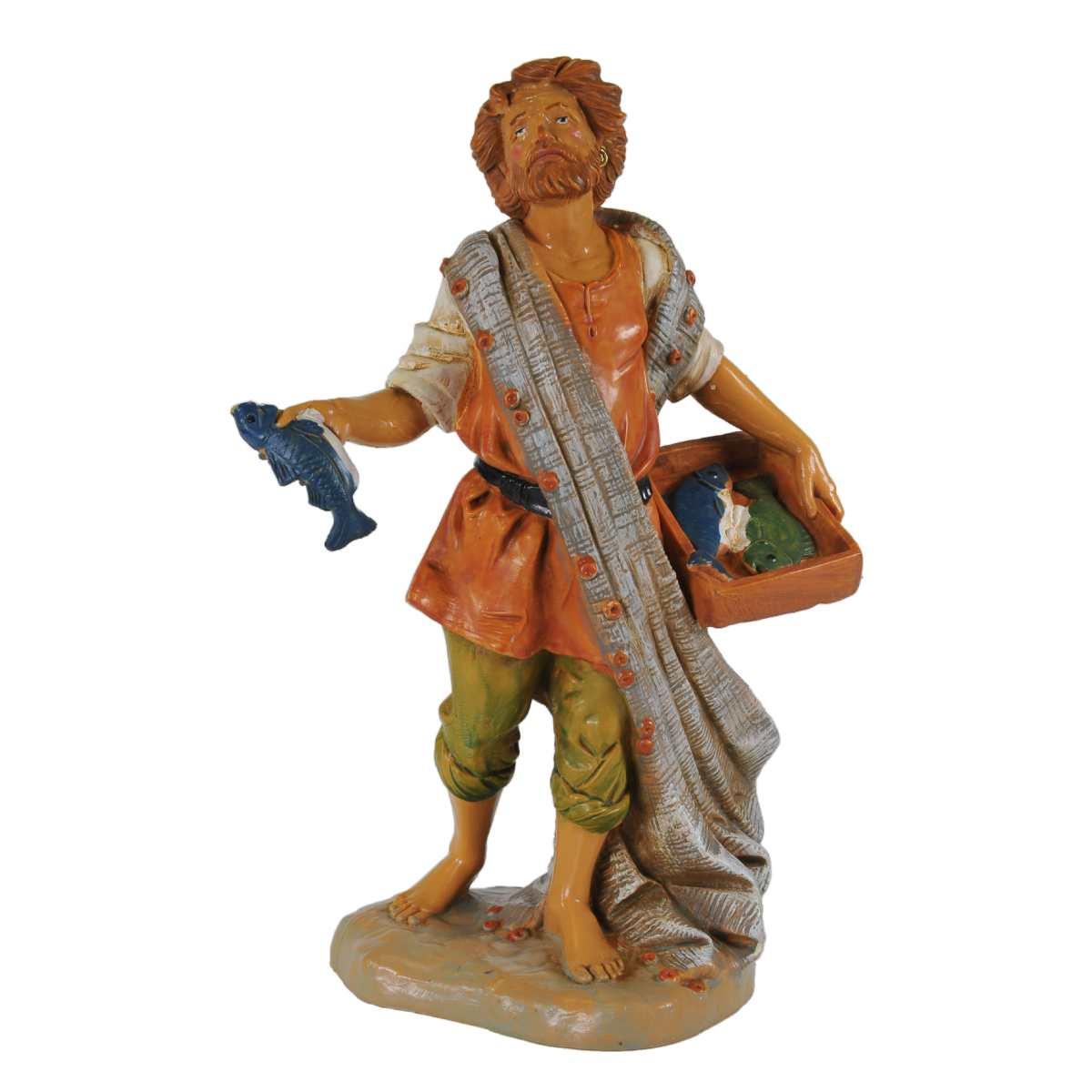 Statua cm.19 Pastore con Rete e Pesci | Fontanini