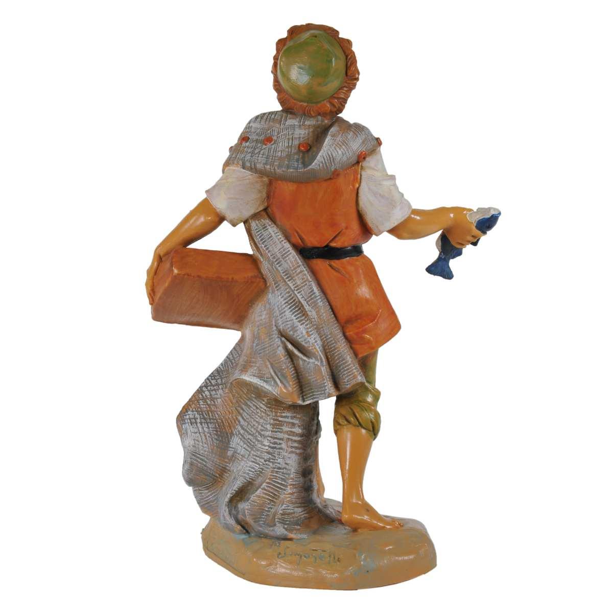 Statua cm.19 Pastore con Rete e Pesci | Fontanini