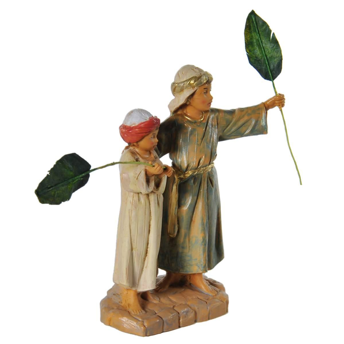 Statua presepe 12 cm bambini con palme