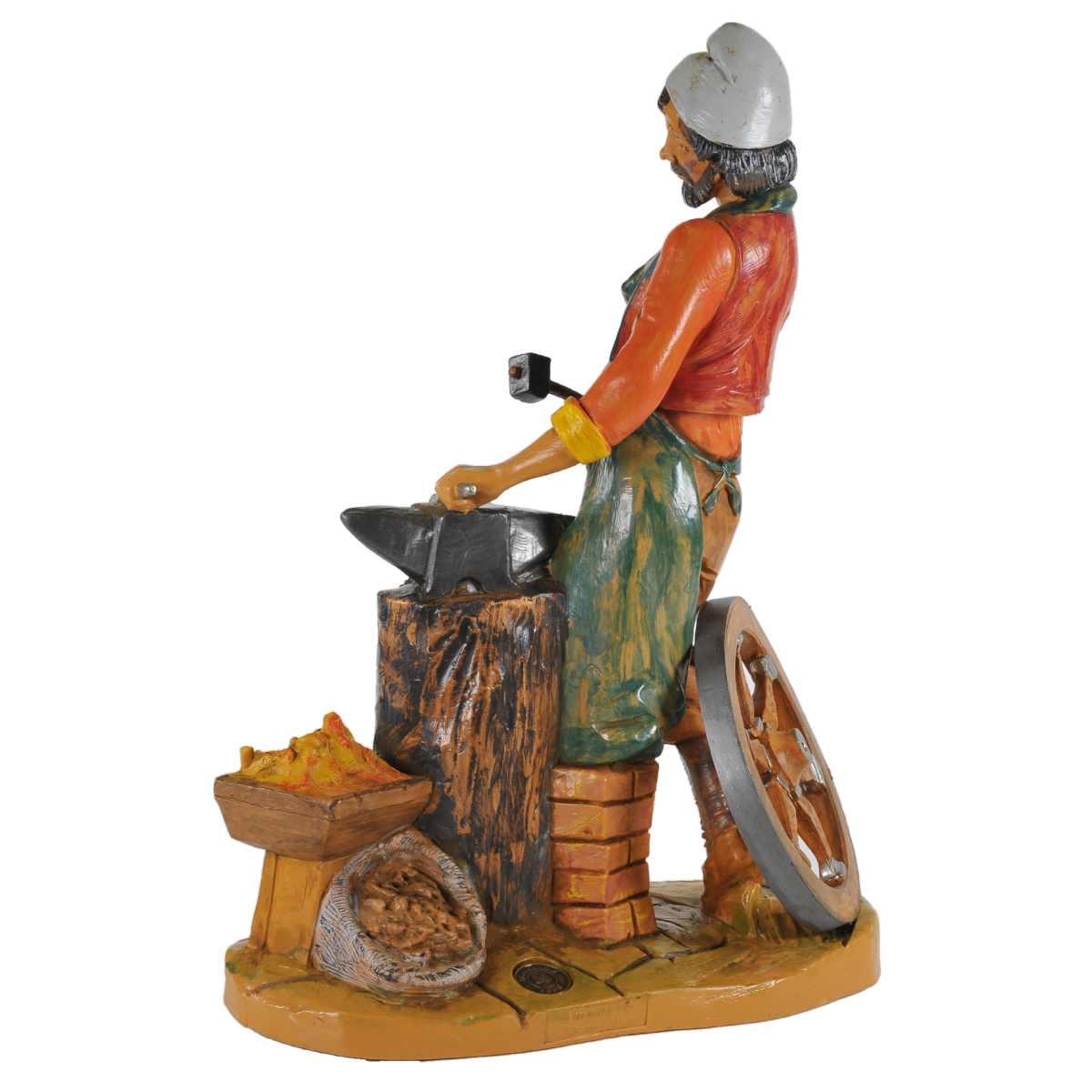 Statua presepe 30 cm fabbro con incudine e braciere