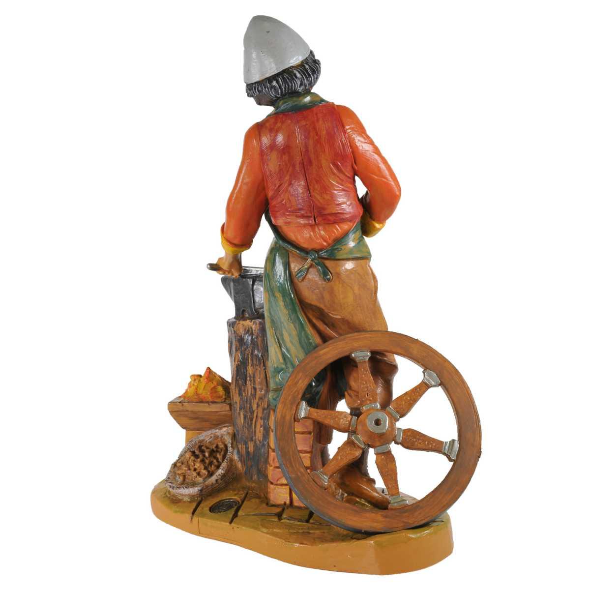 Statua presepe 30 cm fabbro con incudine e braciere
