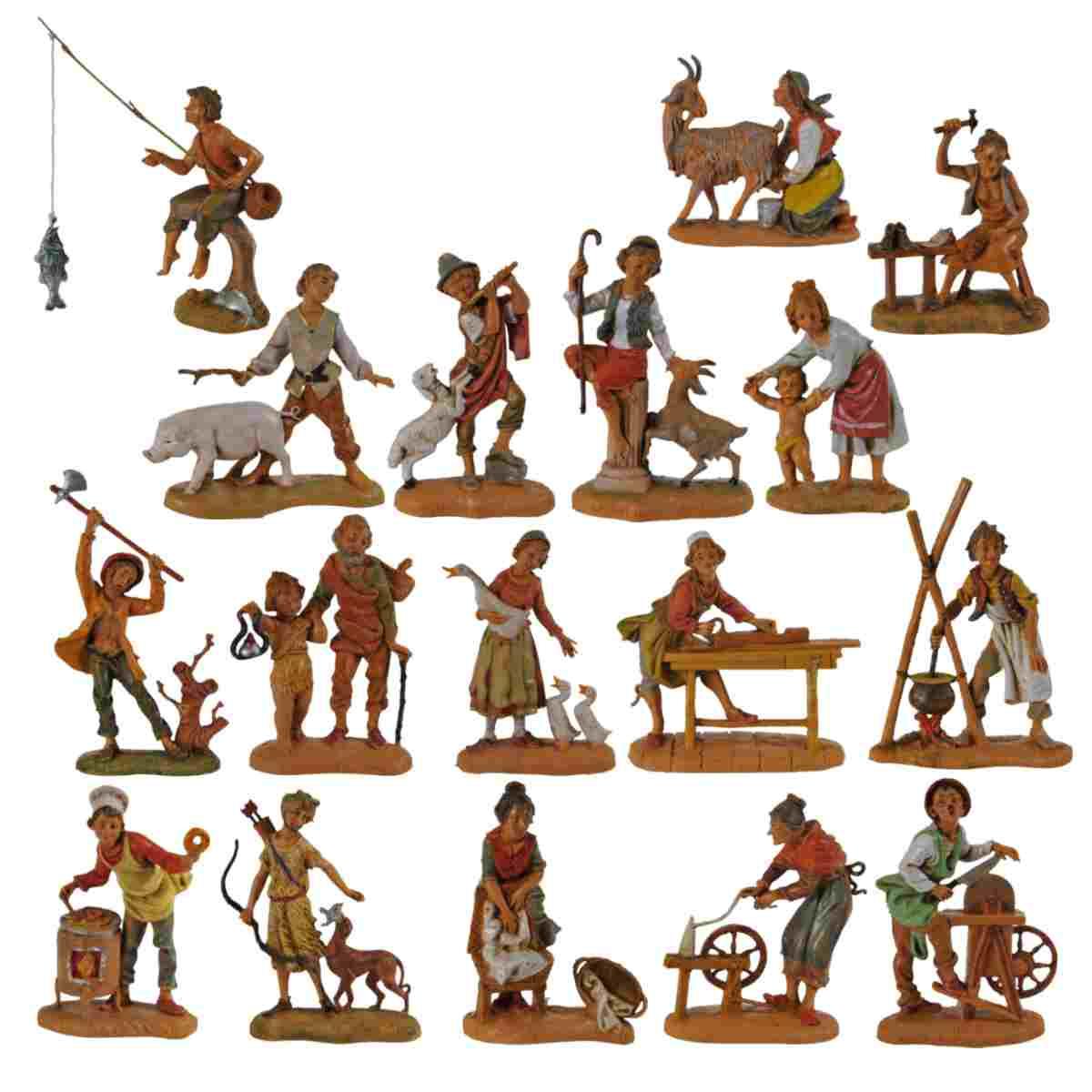 Statua cm.10 Pastori Doppi Assortiti Set pz.17 | Fontanini