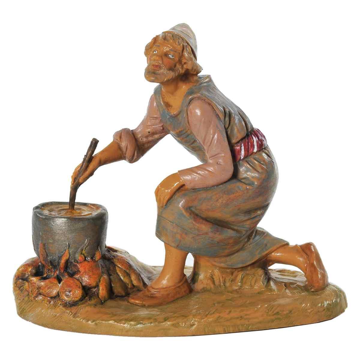 Statua cm.12 Pastore in Ginocchio che Cucina | Fontanini