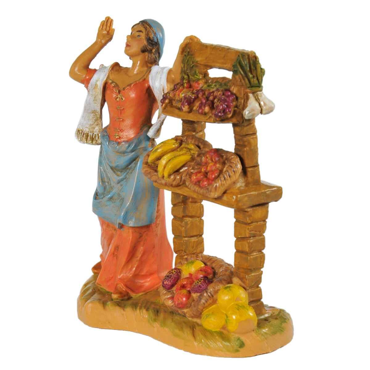 Statua cm.9,5 Fruttivendola con Banco | Fontanini