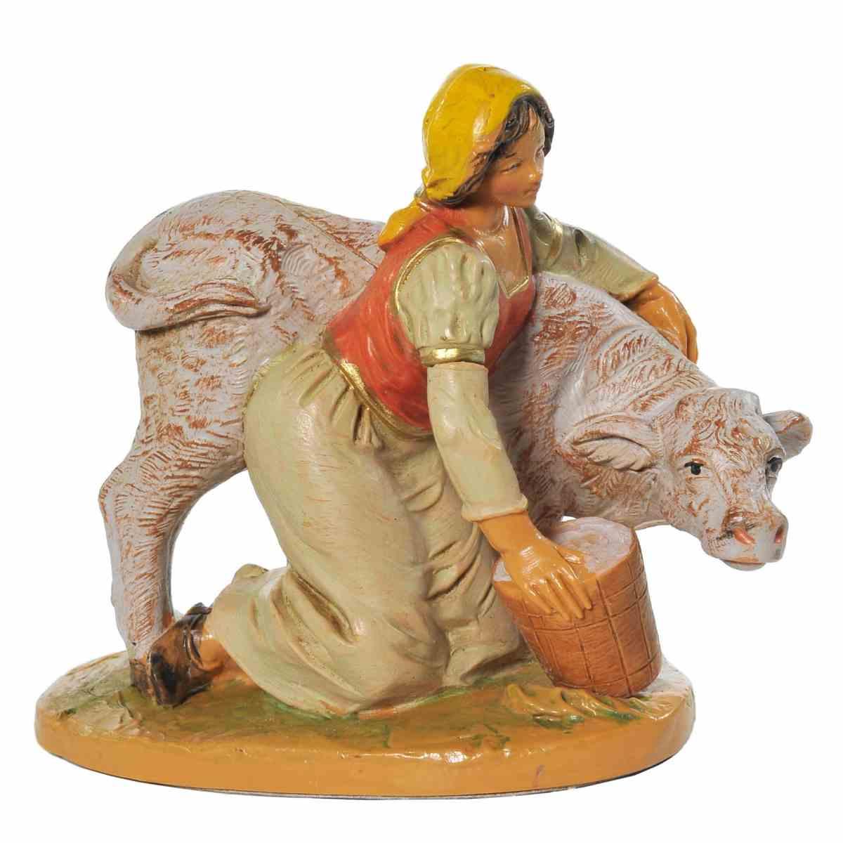 Statua cm.12 Pastorella con Vitello | Fontanini