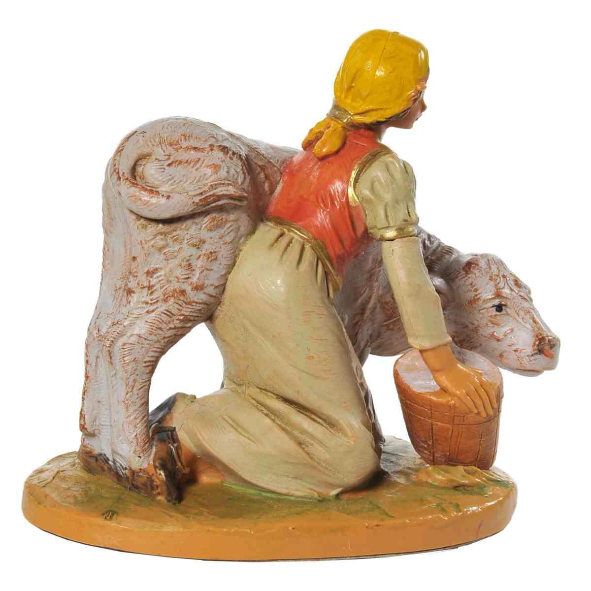 Statua cm.12 Pastorella con Vitello | Fontanini