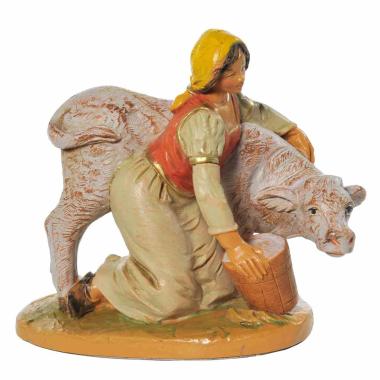 Statua cm.12 Pastorella con Vitello | Fontanini