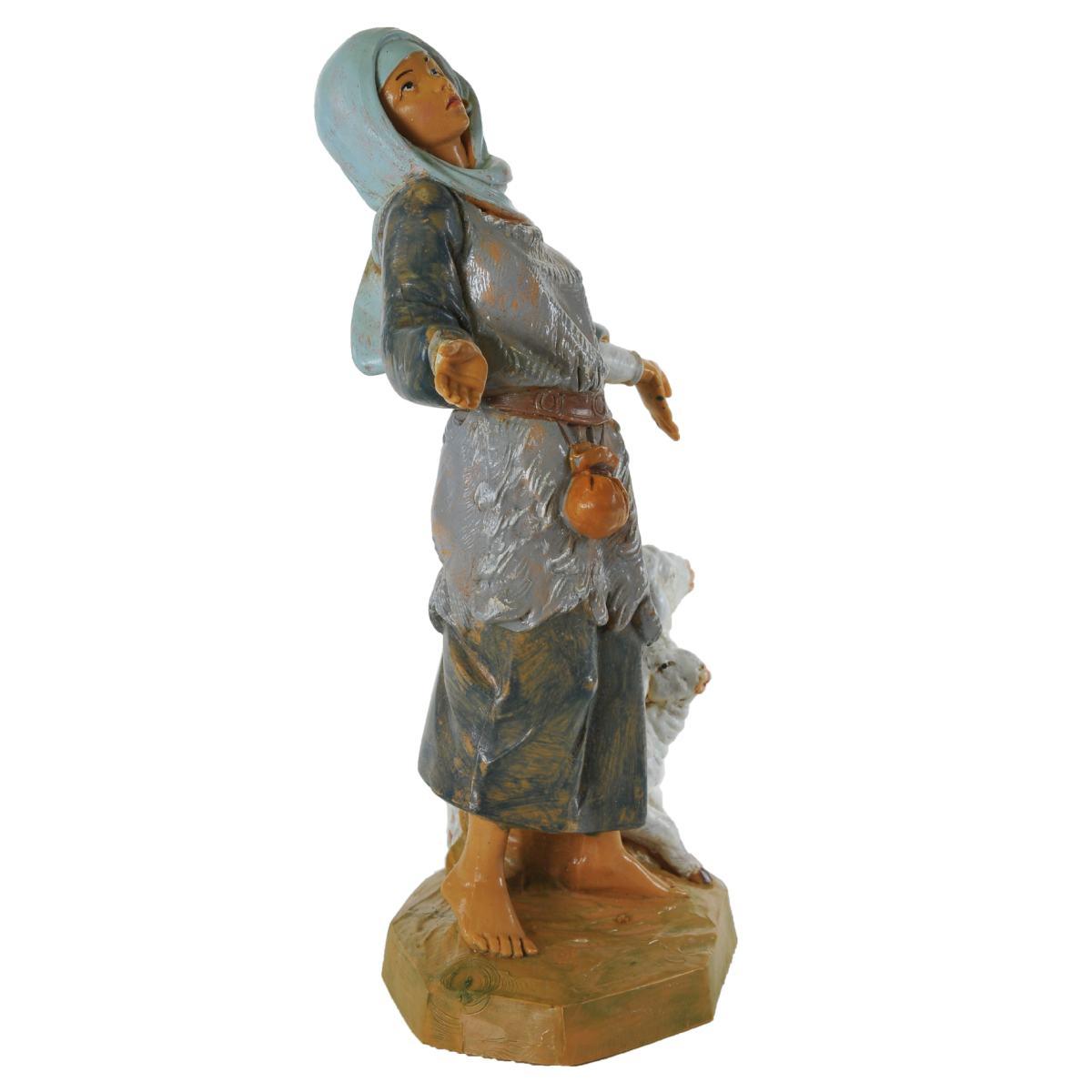 Statua cm.19 Pastorella Meravigliato con Pecore | Fontanini