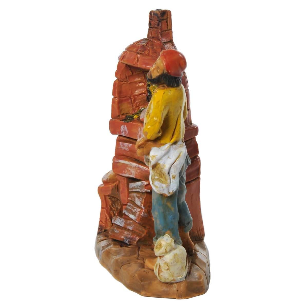 Statua presepe 6.5 cm fornaio al forno con pala