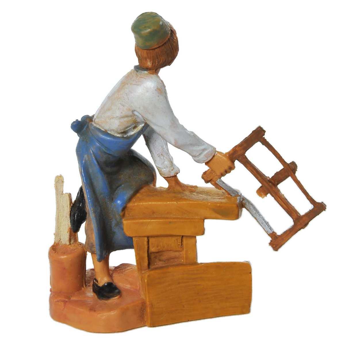 Statua presepe 6.5 cm falegname con banco lavoro e sega