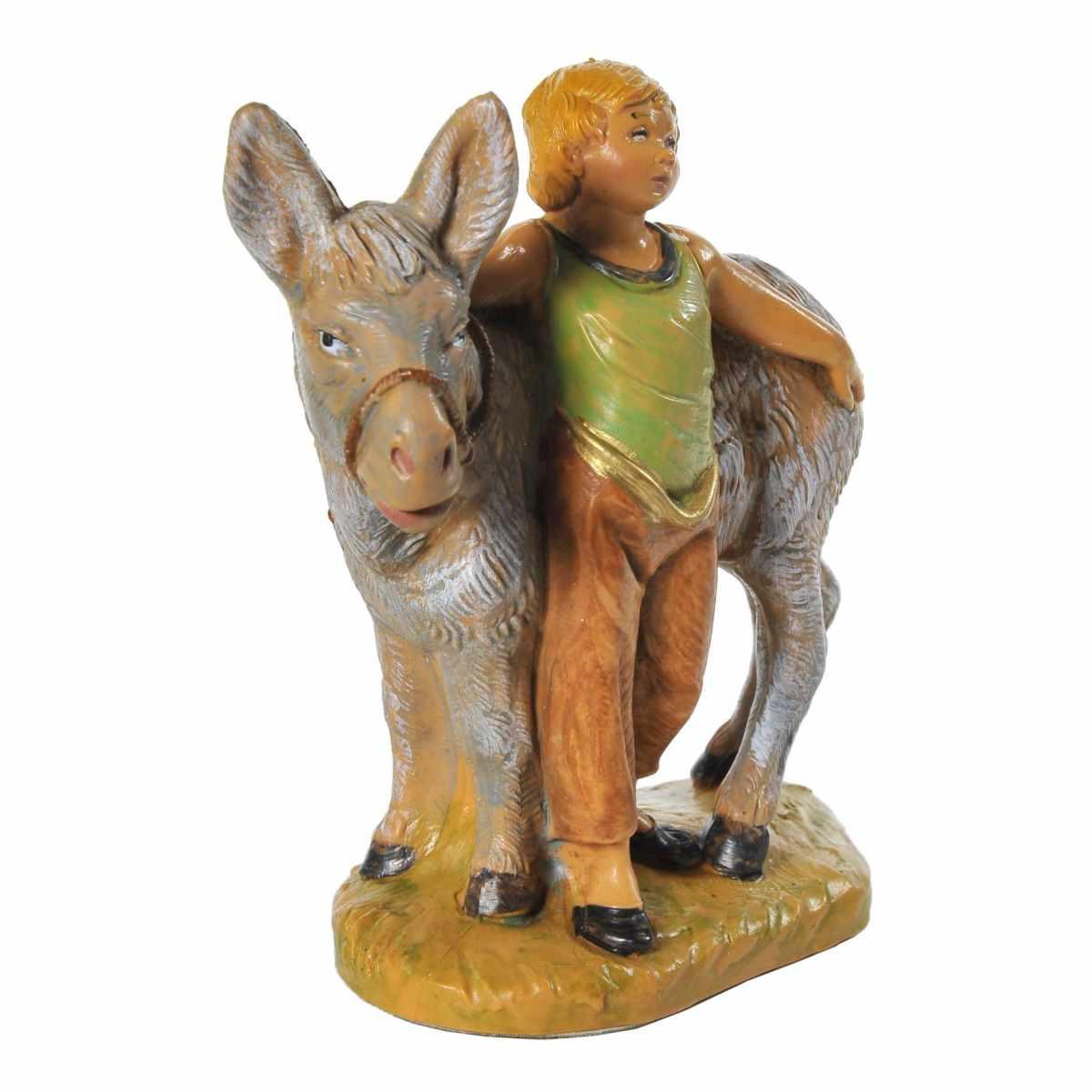 Statua cm.12 Nisan Bambino con Asino | Fontanini