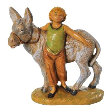 Statua cm.12 Nisan Bambino con Asino | Fontanini