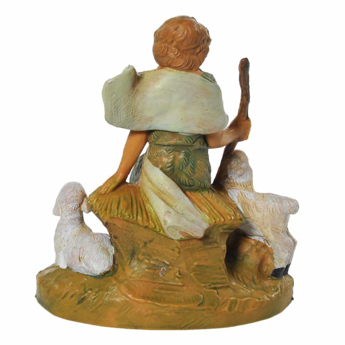 Statua cm.9,5 Pastorello Seduto con Pecore | Fontanini