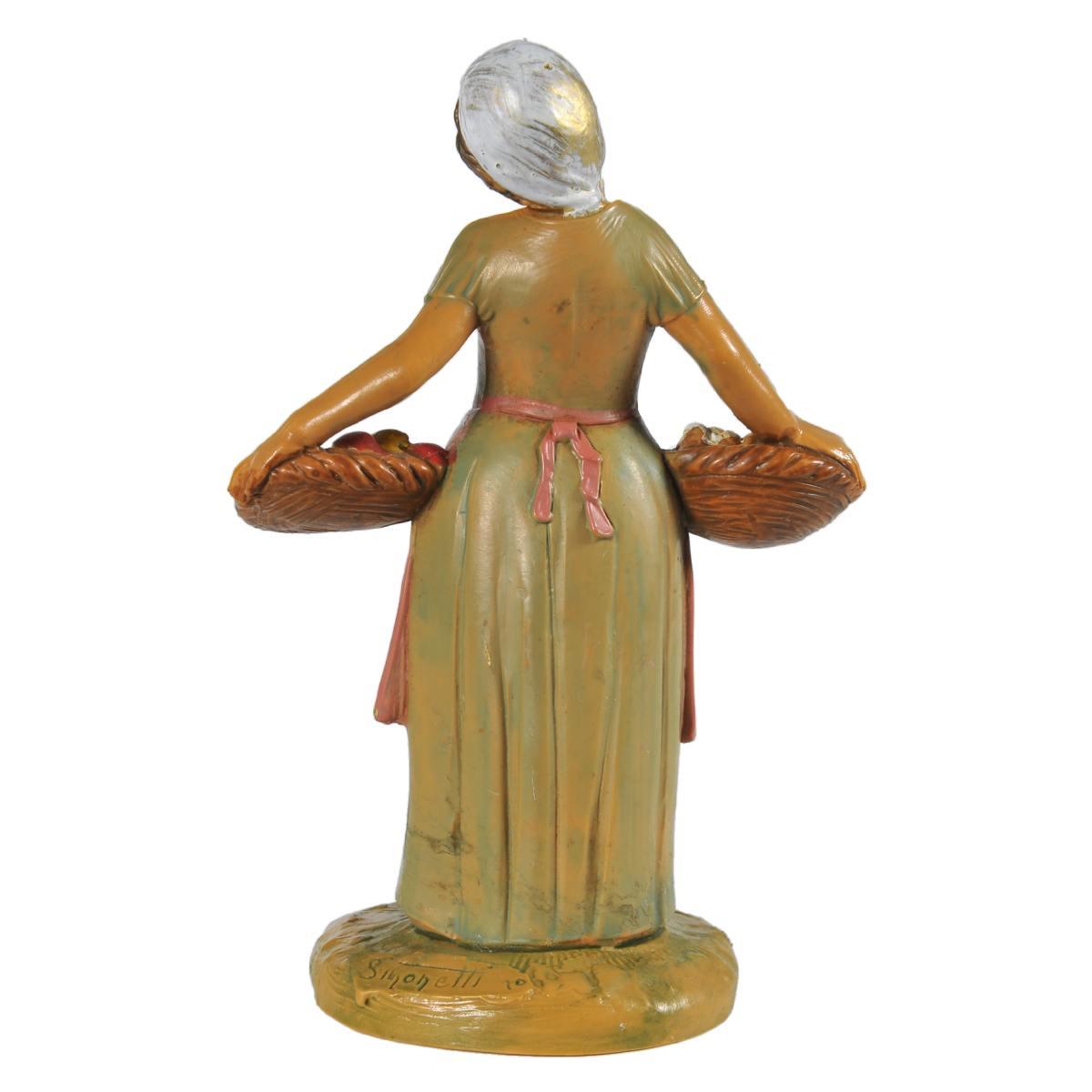 Statua cm.12 Pastorella con Ceste di Frutta e Ortaggi | Fontanini