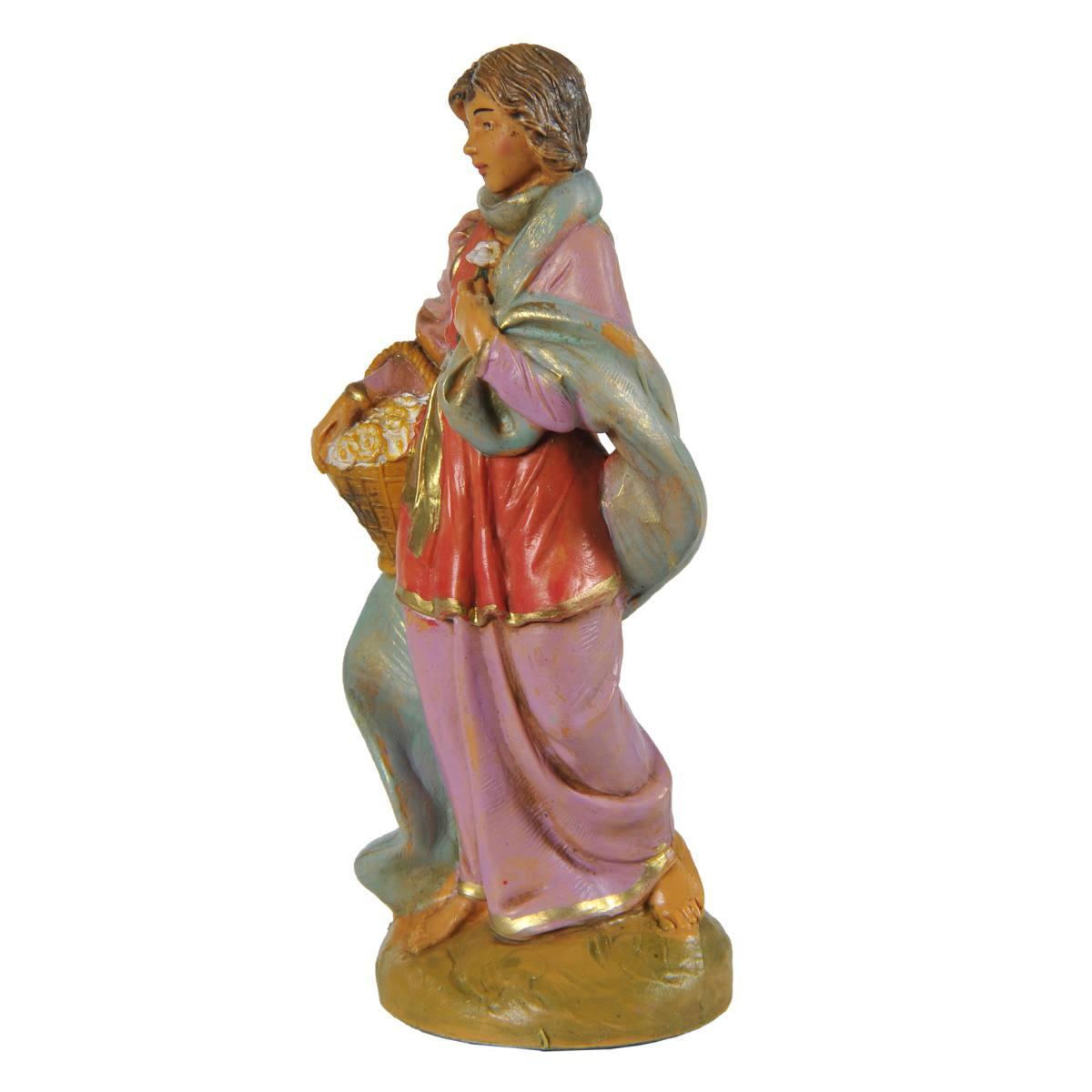 Statua cm.12 Pastorella Claudia con Cesta di Fiori | Fontanini