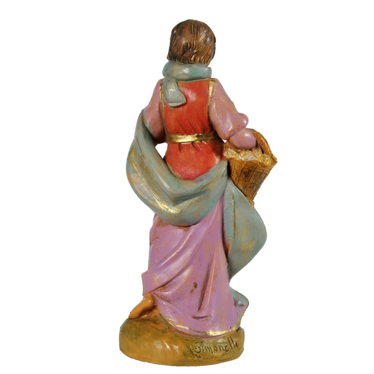 Statua cm.12 Pastorella Claudia con Cesta di Fiori | Fontanini