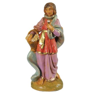 Statua Fontanini cm.12 Claudia Pastorella con Cesta di Fiori Edizione Limitata