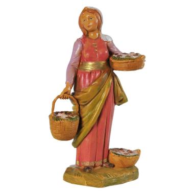 Statua Fontanini cm.12 Dahlia Donna con tre Cesti Edizione Limitata