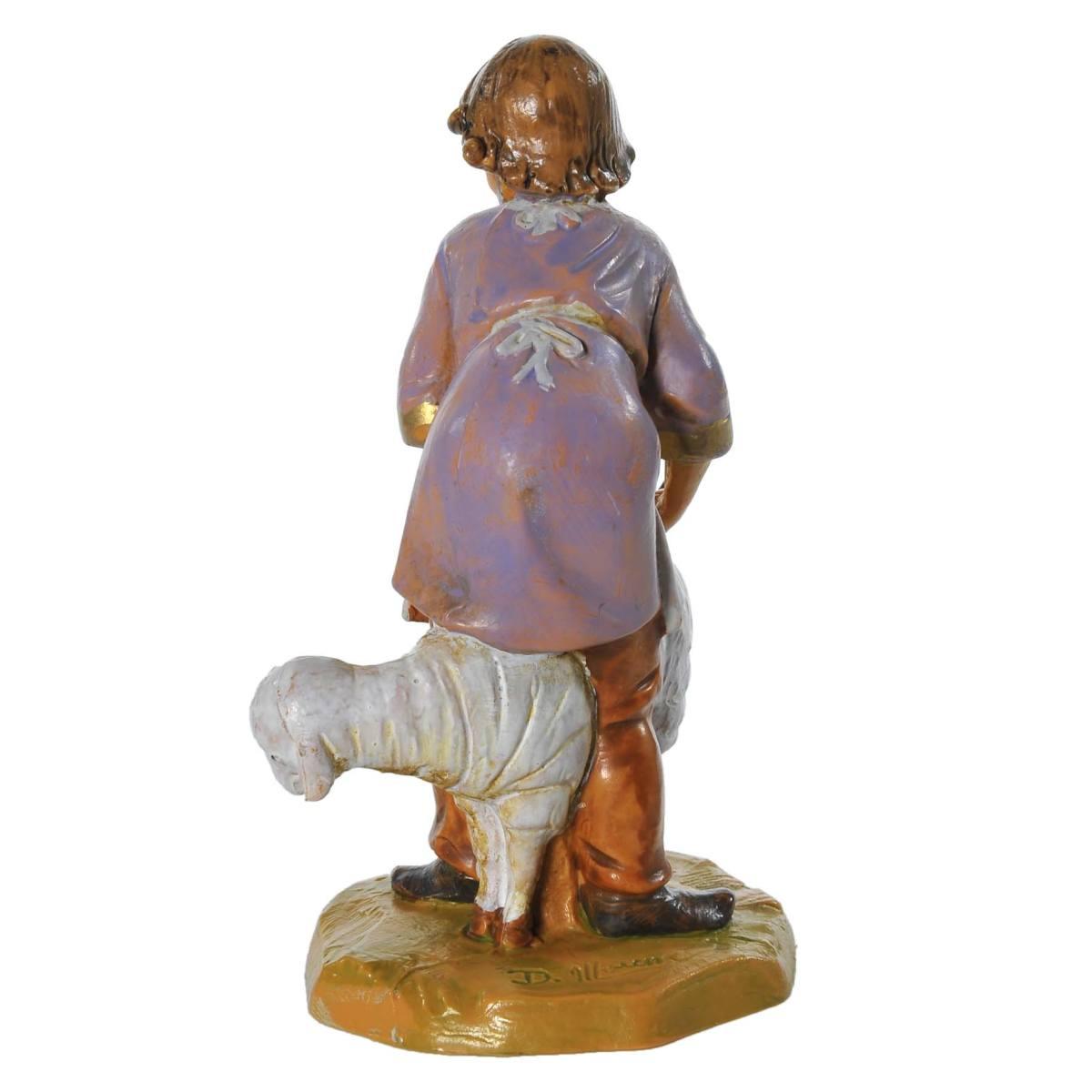Statua presepe 12 cm pastore tosatore con pecora