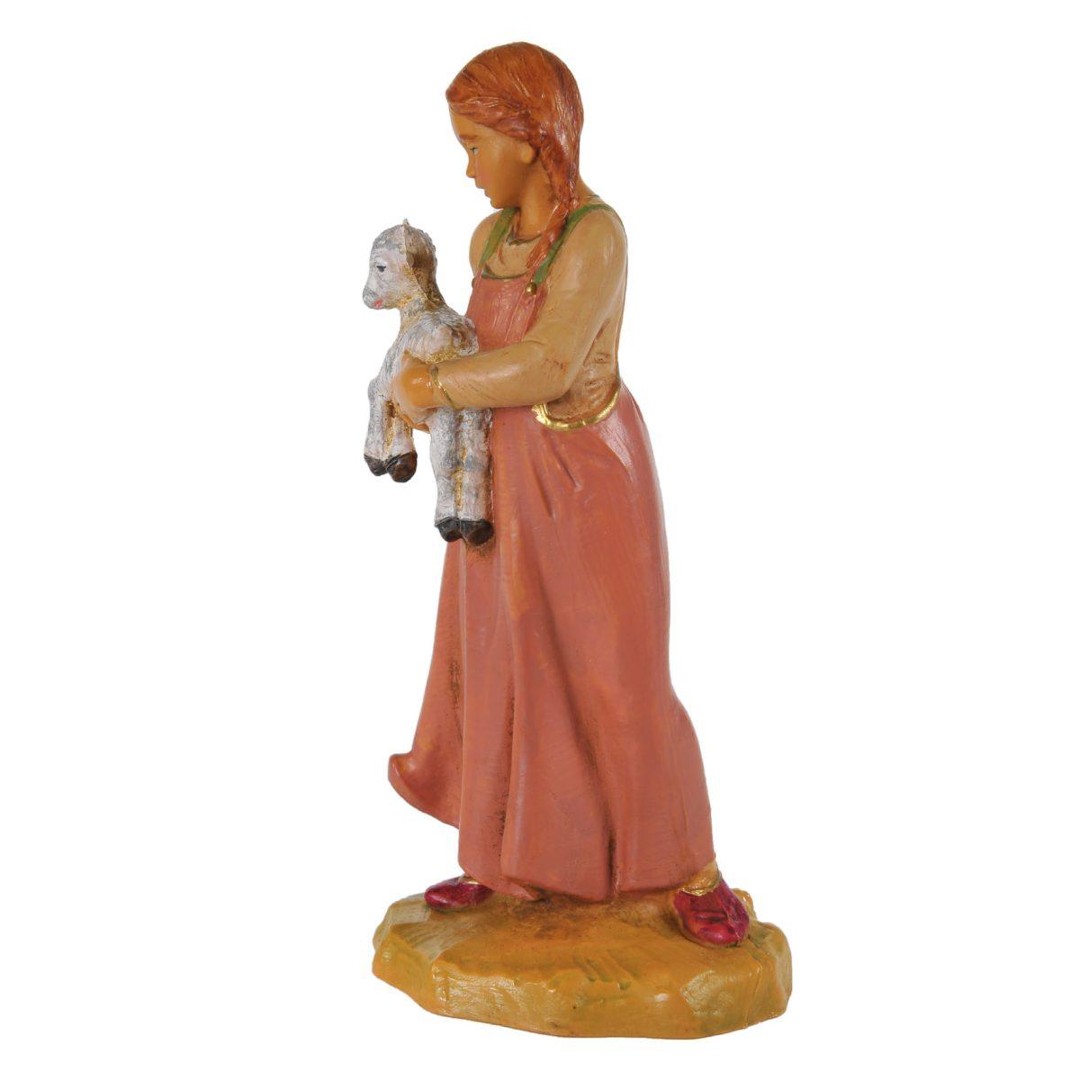 Statua presepe 19 cm pastorella con capretta