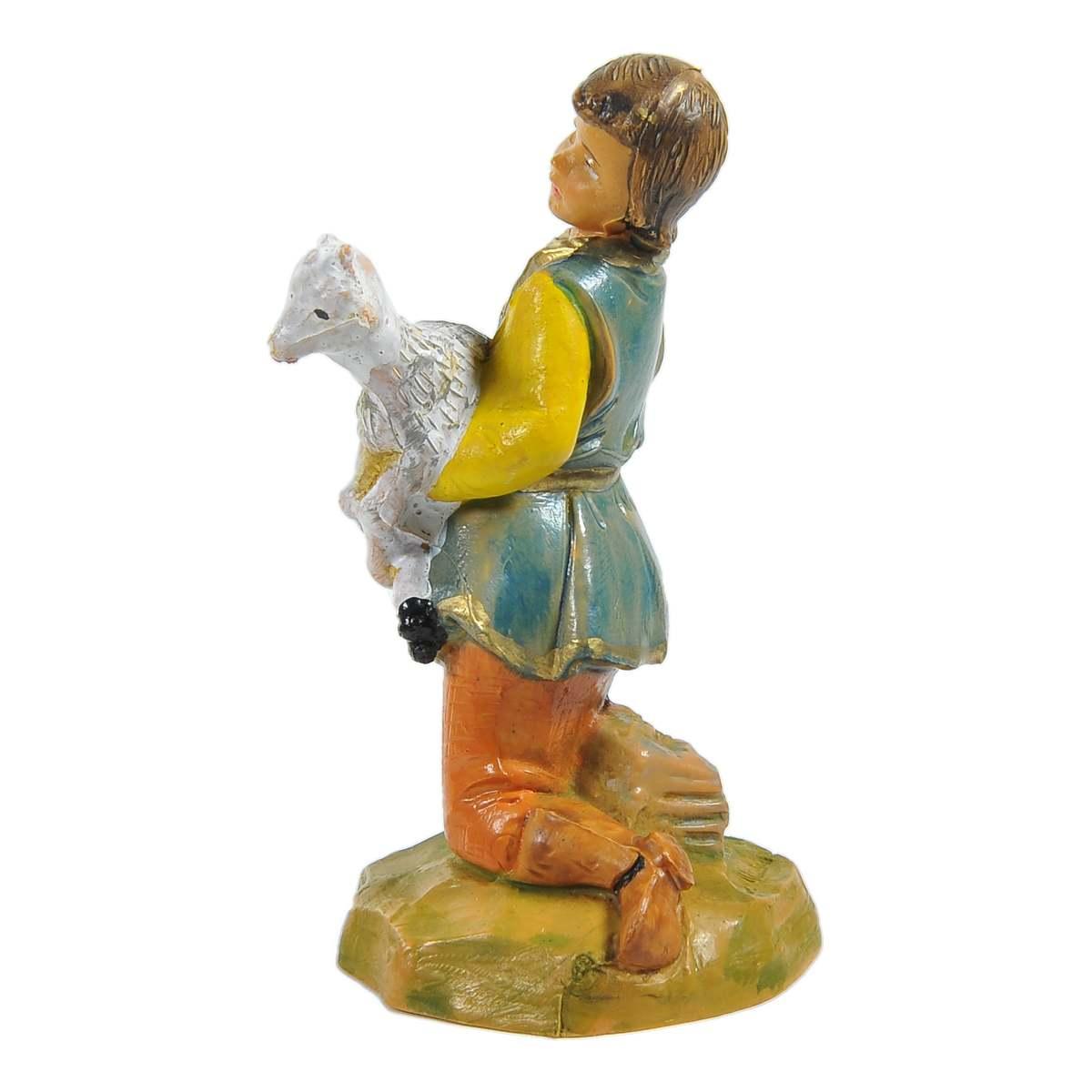 Statua cm.12 Pastore Ragazzo in Ginocchio con Capretta | Fontanini