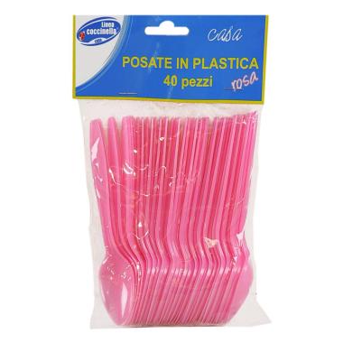 Cucchiaino PVC Rosa Set 40 Pezzi