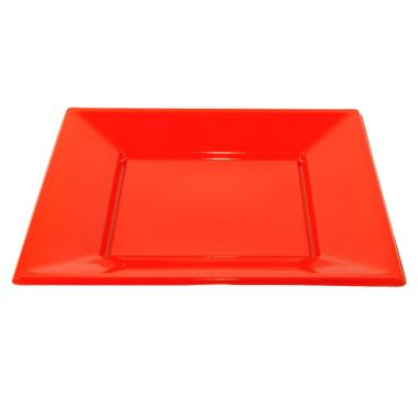 Piatto Plastica Quadrato Rosso cm.23x23 Set pz.12