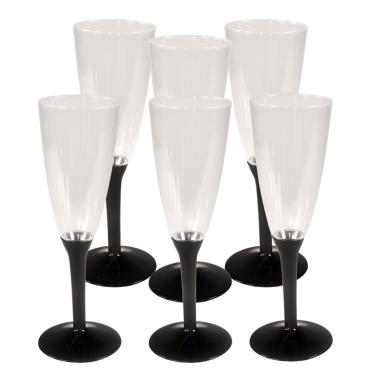 Bicchieri PVC Cristal Flute Nero Set 6 Pezzi