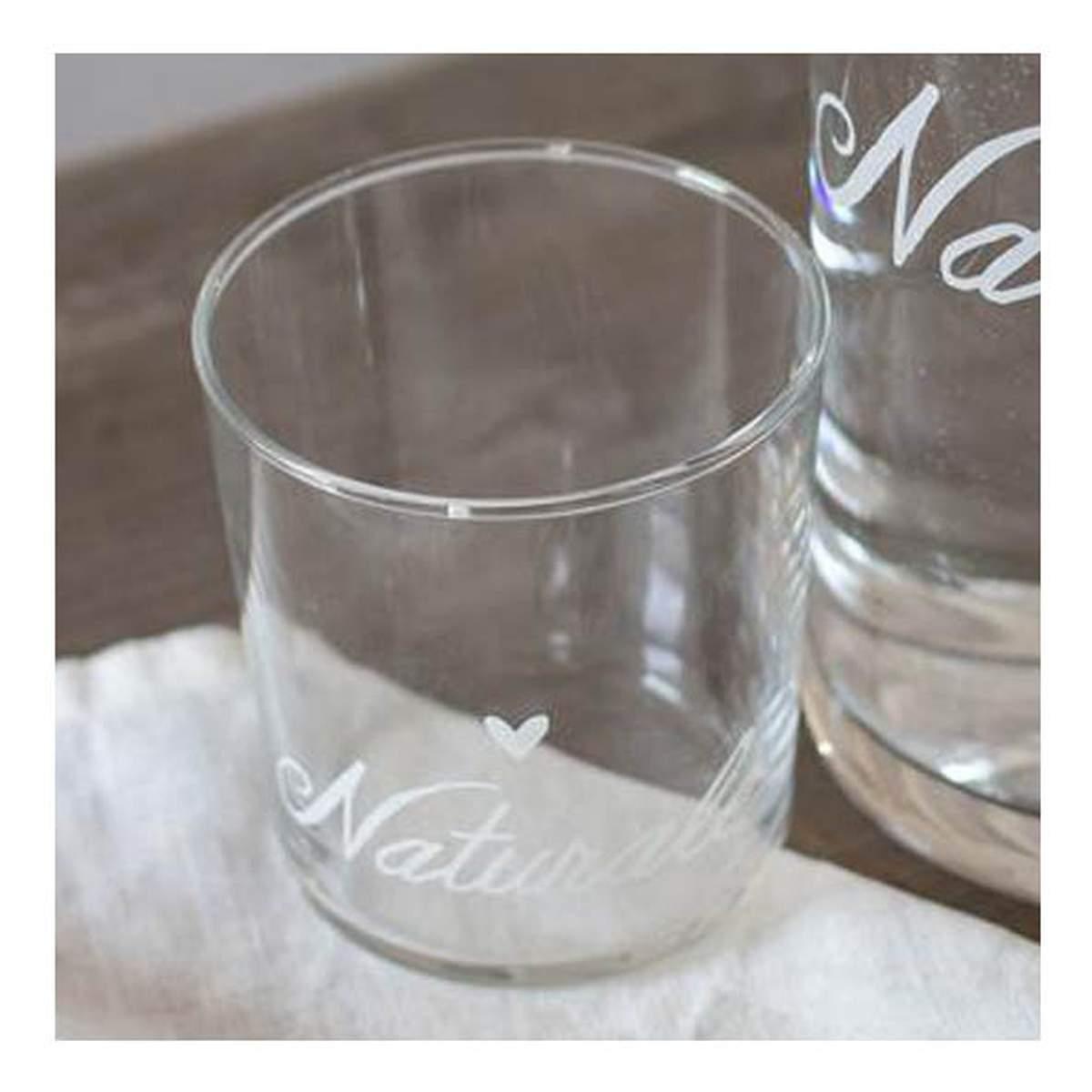 Bicchiere Acqua Vetro Simple Day con Scritta Naturale ml.355