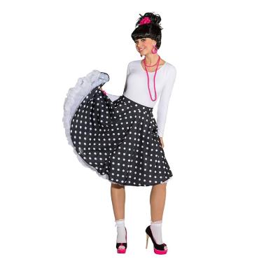 Gonna Pin Up Anni 50/60 Nera a Pois con Sottoveste