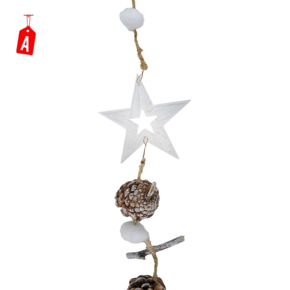 Ghirlanda cm.190 con Pigne Stelle e Fiocchi Neve