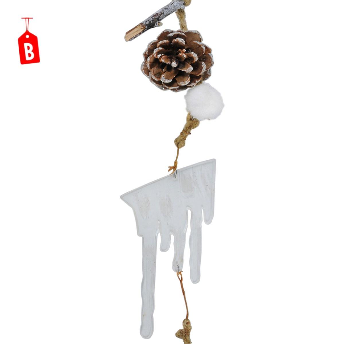 Ghirlanda cm.190 con Pigne Stelle e Fiocchi Neve