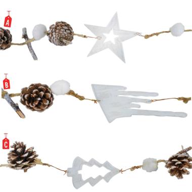 Ghirlanda cm.190 con Pigne Stelle e Fiocchi Neve