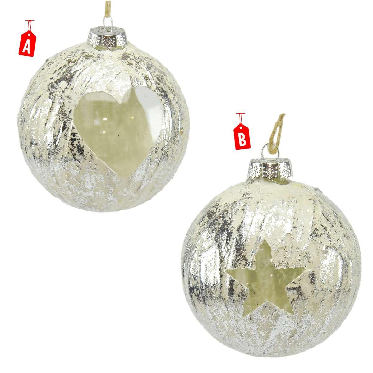 Pallina Natale Vetro cm.10 Argento Sat. 2 Modelli |M2 Store