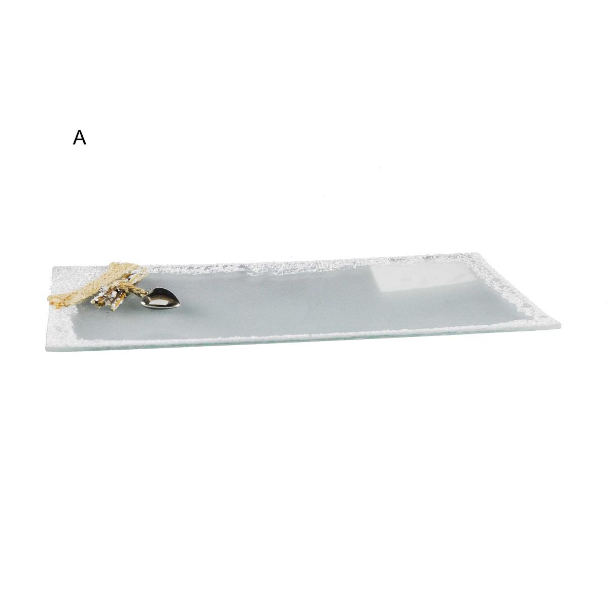 Piattino Tavola Natale Vetro con Bordo Innevato cm.27x13 |M2 Store