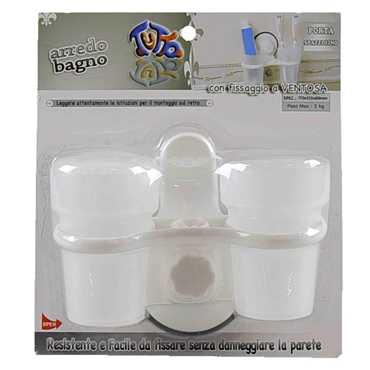Porta Spazzolini Denti PVC Doppio con Ventosa | M2 Store