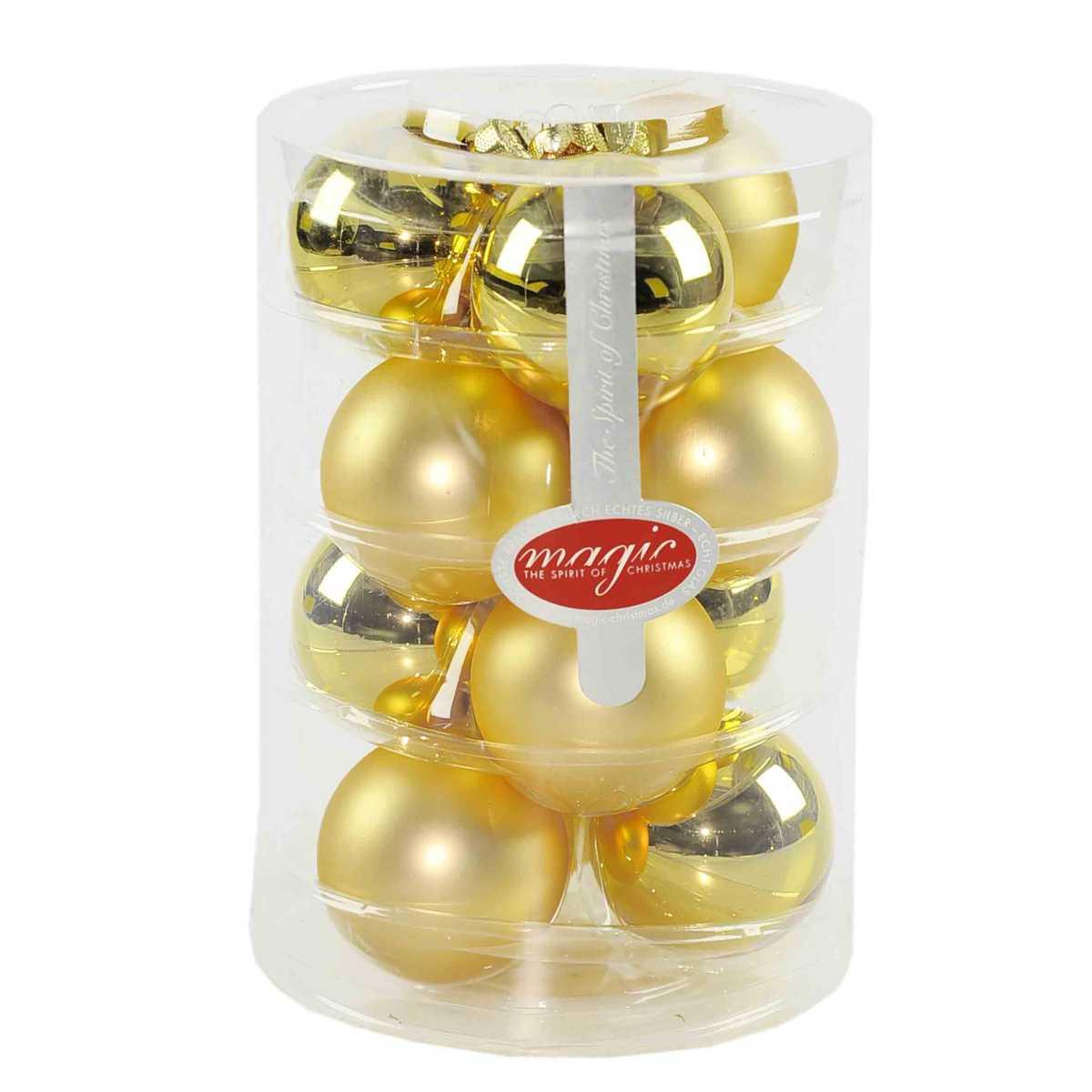 Kaemingk Set 12 Mini Cuori Di Vetro Da Appendere - Decorazioni Natale Oro Chiaro - Cm 2x4,5x4h