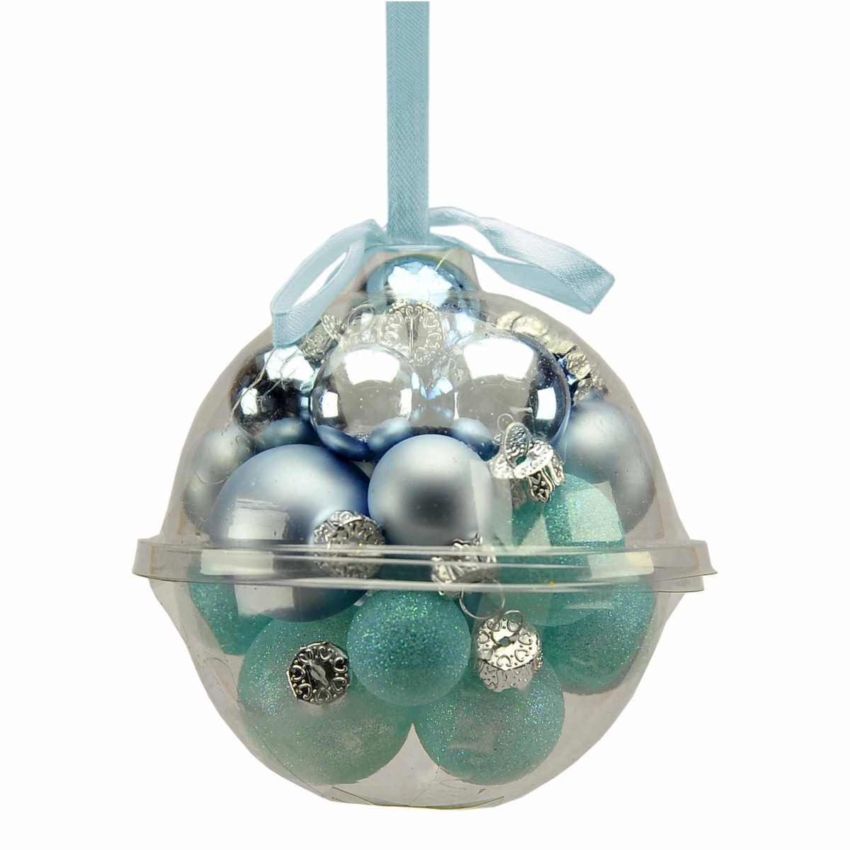 Palline Natale Vetro cm.2/2,5/3 Azzurre Set pz.15 |Inge's Glass