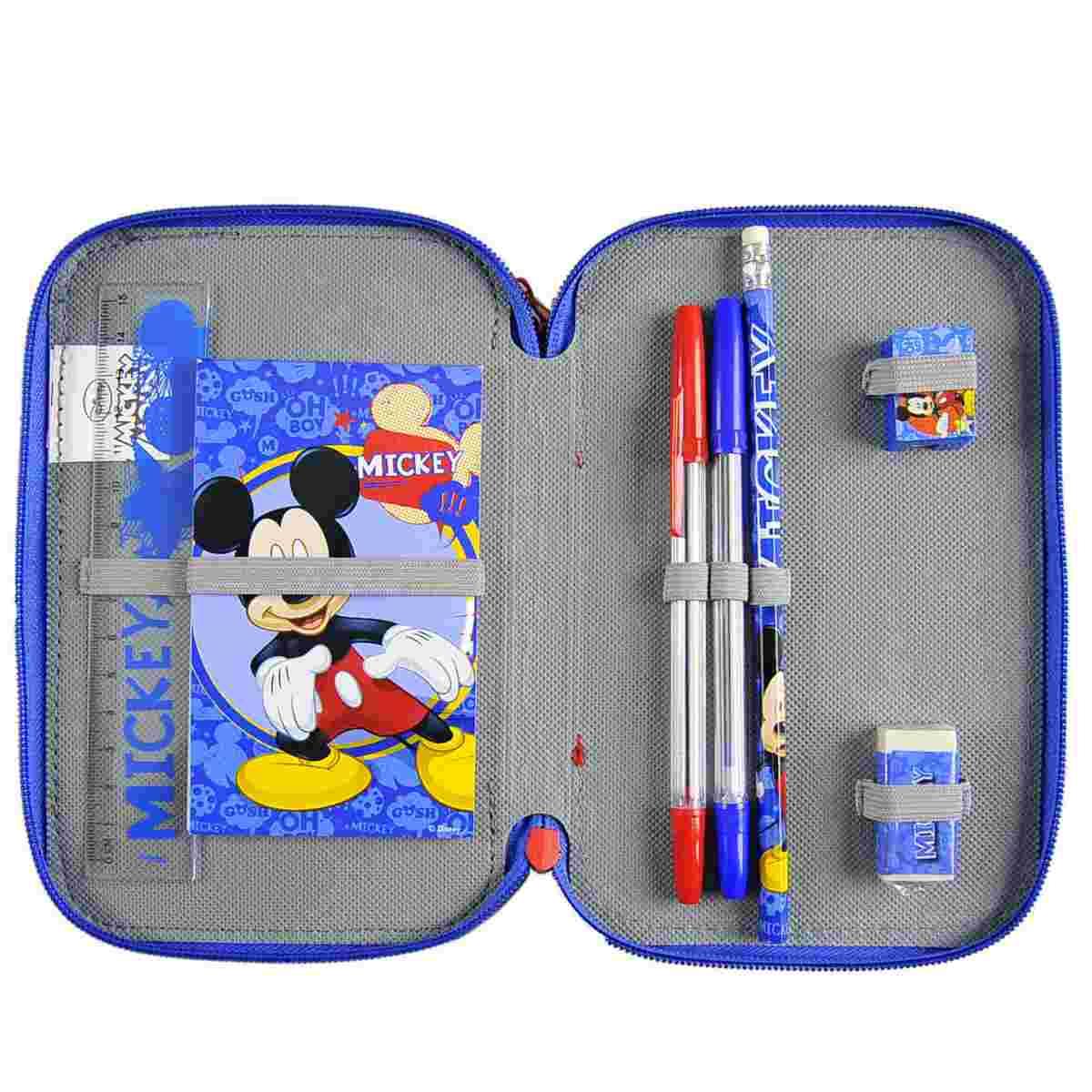 Astuccio Disney Mickey Mouse con Accessori 3 Zip
