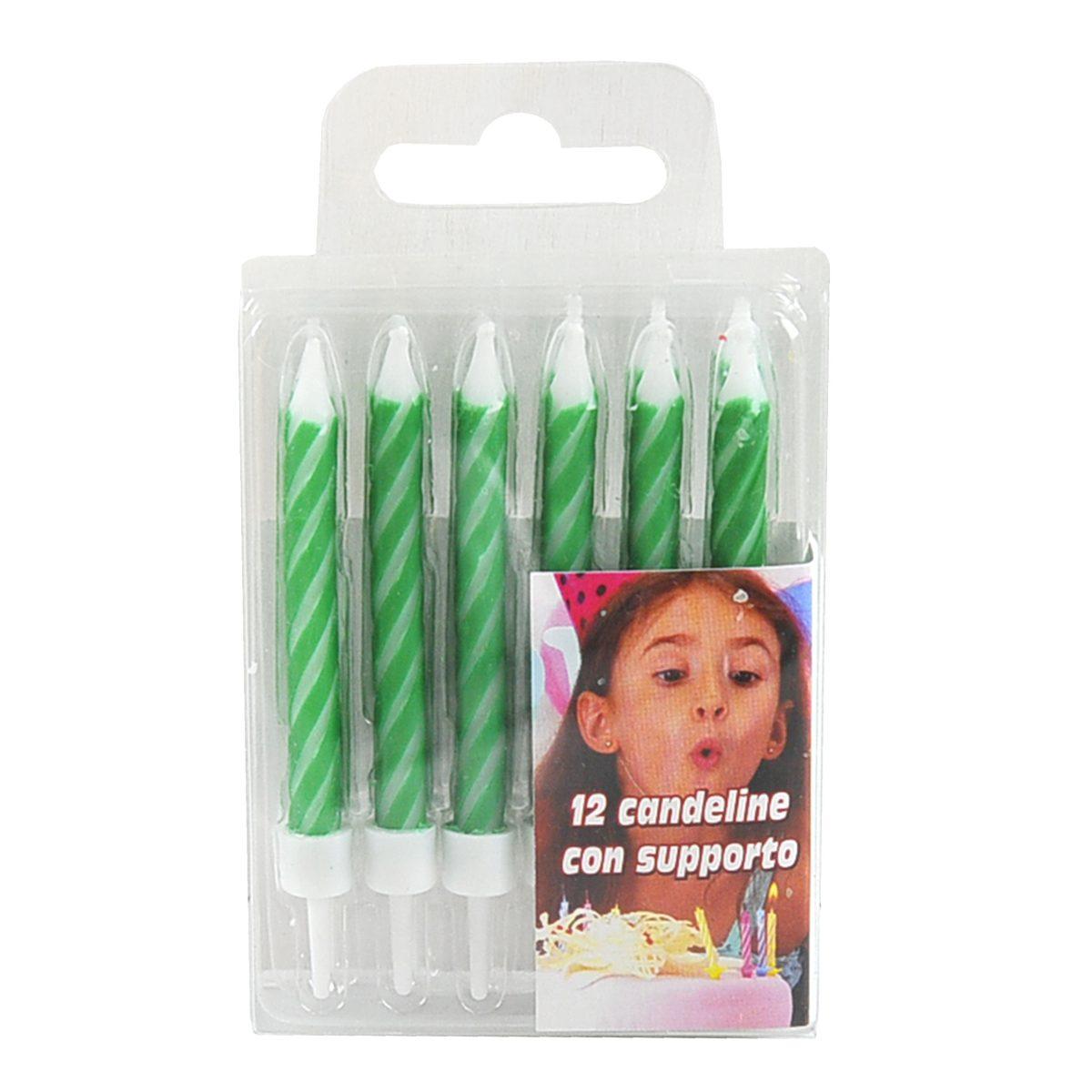 Candelina Compleanno Strisce Verde Set pz.12 |M2 Store