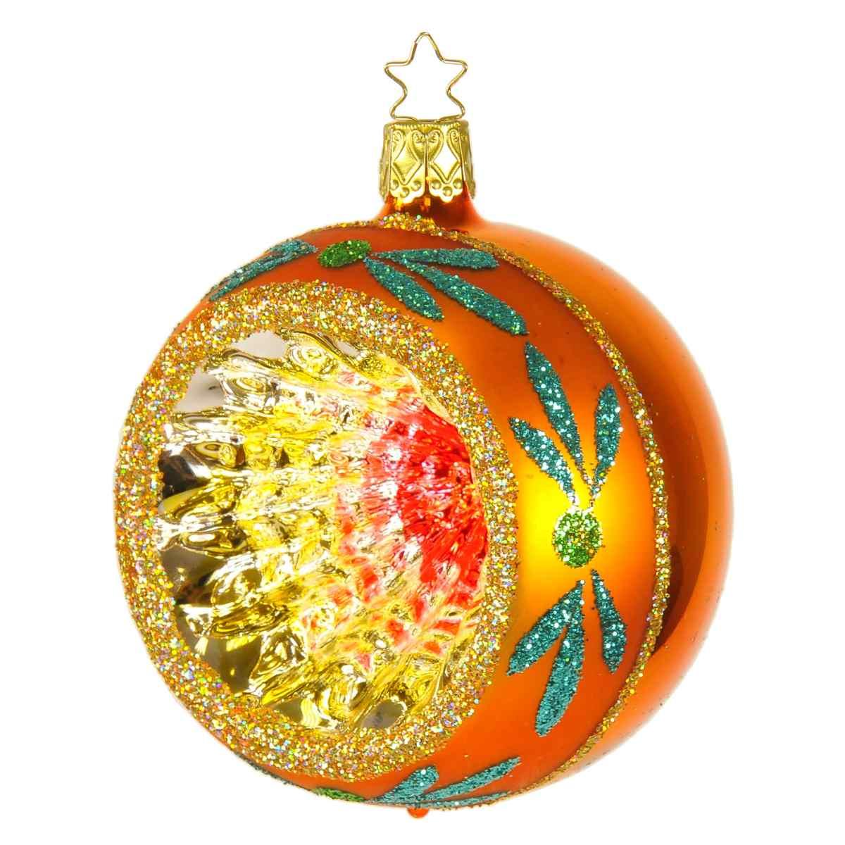 Pallina Natale Vetro Collezione cm.8 Arancione/Multi |Inge's Glass
