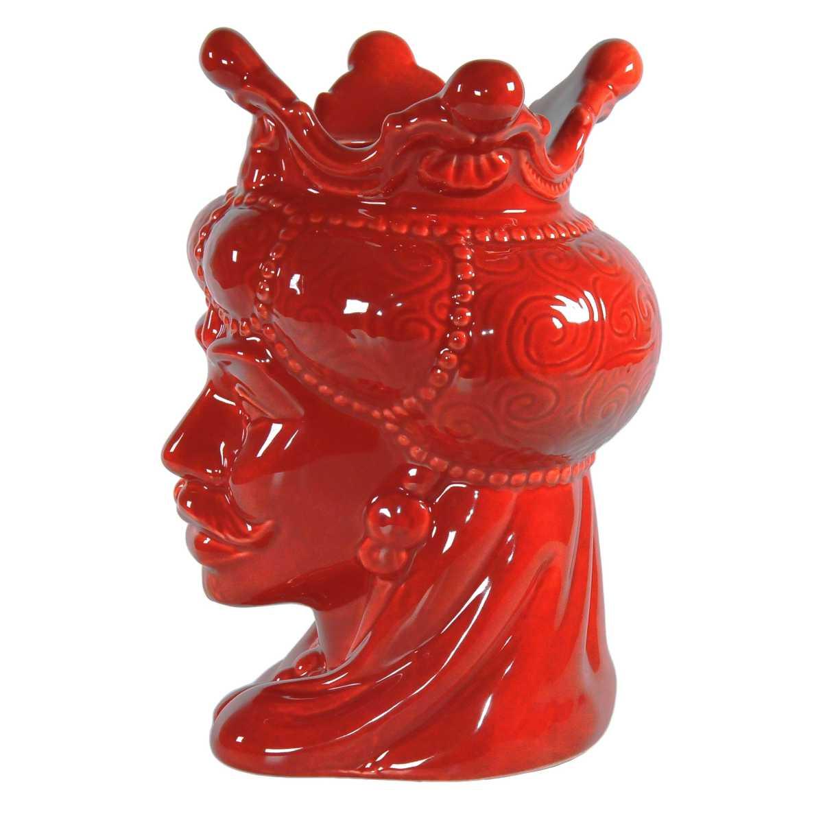 Vaso Porcellana Testa Moro Re Corallo cm.24 | Montemaggi