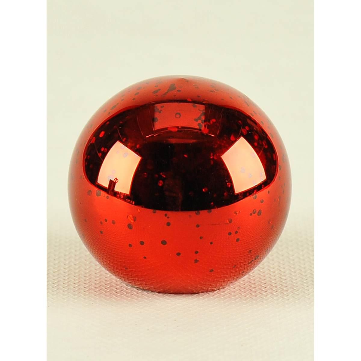 Pallina Natale Vetro cm.8 Rosse con Luce LED Batteria |Inge's Glass