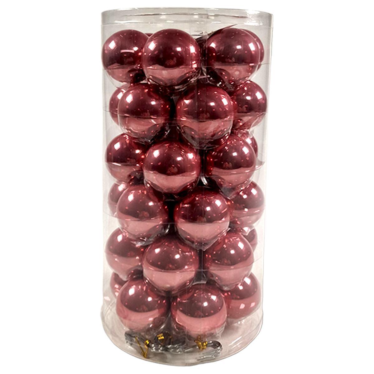 Pallina Natale Vetro cm.4 Rosa Set pz.36 |Silani