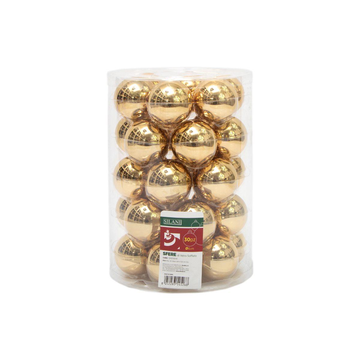 Pallina Natale Vetro cm.6 Oro Lucide Set pz.30 |Silani